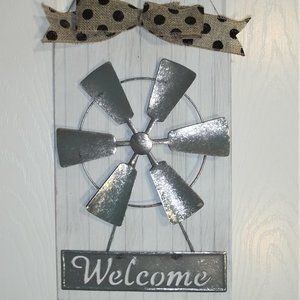 NEW Farmhouse Welcome Burlap Black dots sign